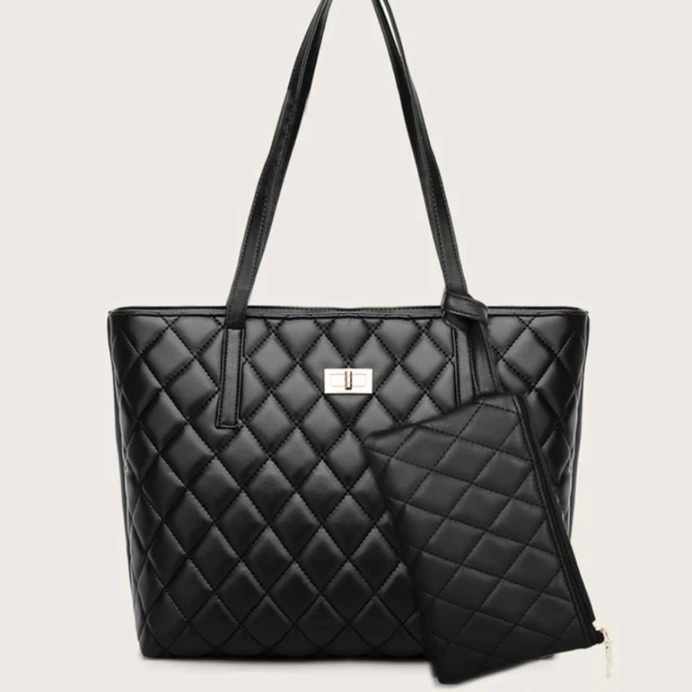 QUILTED TOTE BAG WITH WALLET